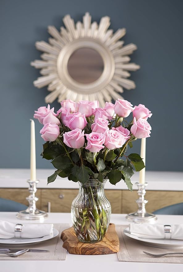KaBloom PRIME NEXT DAY DELIVERY - Fall Collection - Bouquet of 18 Fresh Pink Roses with Vase Gift for Valentine.Gift for Birthday, Sympathy, Anniversary, Easter, Mother’s Day Fresh Flowers
