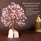 Rose Quartz Crystal Tree for Love & Healing Décor for Home and Office | Handmade Bonsai for Emotional Support & Harmony as Symbol of Piece for Loved Ones Gift for her