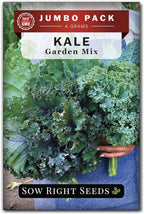 Sow Right Seeds - Bulk Mixed Kale Seeds for Planting - 4 Grams, 1200 Seeds - Non-GMO Heirloom Jumbo Packet to Plant Home Vegetable Garden - Grow Loads of Healthy Kale - Variety of Colors and Textures