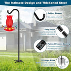 Gtongoko Shepherds Hook for Outdoor, 76 Inch Bird Feeder Pole with 7 Prongs Base, 3/4 Inch Thick Heavy Duty Adjustable Garden Hook for Hanging Plant, Hummingbird Feeder, Lantern, 2 Pack