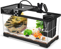 GOZILLA Turtle Tank Kit(Tank+Lamp+Filter), Upgrade PC Turtle Tank Starter Kit with Adjustable Lamp & Filter, Reptile Hideout Habitat with Lid for Small Reptiles.(19.68× 9.52× 9.44''/Large-Black-Kit)