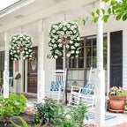 Artificial Geranium Hanging Flowers for Outdoor Decoration, 2 Bundles UV Resistant Silk Geranium Fake Plants Faux Flowers for Front Porch Garden Patio Window Box Outside Indoor Decor (White)