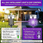 4Pack Solar Bug Zapper Outdoor Mosquito Repellent Outdoor,Waterproof Mosquito Zapper for Outside,Mosquito Trap Used to Repel Gnat Small Flying Insect,Solar Fly Zapper for Garden Yard Patio