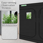 zazzy Grow Tent, 120"x60"x78" Hydroponic Mylar Grow Tent Reflective Garden Growing Dark Room with Observation Window, Removable Floor Tray and Tool Bag for Indoor Plant Growing 10x5