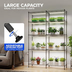 Barrina CX1 Plant Stand with Grow Lights for Indoor Plants, 5-Tier Large Tall Metal Plant Shelf with 1.6FT 160W Full Spectrum Plant Lights for Indoor Growing, 47x13.8x70.9IN