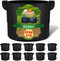 Gardzen 10-Pack 20 Gallon Grow Bags, 300G Thickened Fabric Grow Bags with Handles, Heavy Duty Aeration Plant Grow Bags