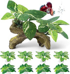 CousDUoBe 9 Pcs Fish Tank Decor，Silk Aquarium Plants Green Silk Leaf pad Hammock Artifical Driftwood cave Betta Fish Tank Accessories 6 x 3 x 4 inches(LxWxH)