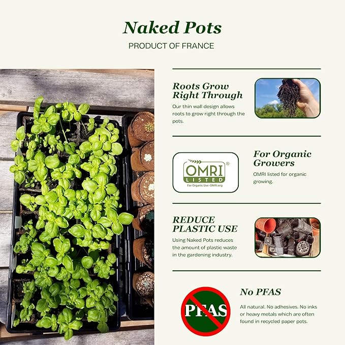 Daniel's Plants 2" Naked Pots | Small Natural Plantable Pots for Herbs Vegetables Tomato Seedlings | OMRI-Listed Biodegradable for Seedlings | Earth Friendly - Peat Free | 24 Pack 2 Inch Round