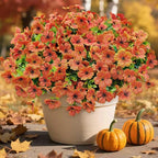 24 Bundles Artificial Plants for Outdoor Fall Flowers, Fall Decorations for Home Fake Mums Artificial Flowers, Faux Mums for Outdoor Planters Fake Plants UV Resistant for Porch Outside Yard