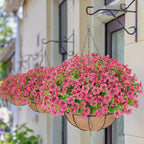Artificial Flowers Hanging Plants in Basket,Artificial Hanging Flowers for Spring Outdoor Indoor Decor,UV Resistant hanging Baskets with Fake Flowers for Summer Patio Garden Porch Deck Home Decor