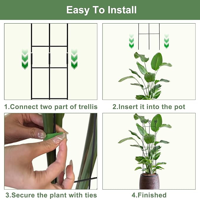 Coomin 2 Pack 32in Monstera Plant Support Stakes for Indoor Plants, Stackable Garden Trellis for Climbing Plants Outdoor, Metal Plant Climber Support for Pothos Philodendron Vine