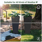 Tall Planters 28" H - 2 Pack, Tapered Pots with Drainage Insert Shelve & Trays, Metal Outdoor Planter Box for Porch, Garden, Patio, Yard (Black)