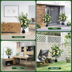 Artificial Camellia Tree 2 Pack 42" Faux Camellia Plant in Pot with 32 Blooming Flowers Fake Flower Tree Greenery Potted Plant for Indoor Outdoor Office Home Porch Decor Yellow