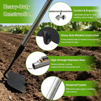 Garden Hoe for Weeding, Heavy Duty Draw Hoe Garden Tool for Plowing,Cultivating,Trenching, Ridging,Tilling Loosening Soil,Scraping Weeder with 60” Handle for Stand Gardening, Reduce Back Strain