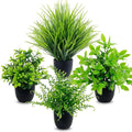 LOYWREE 4 Pack Artificial Plants Mini Fake Potted Plants Small Faux Greenery for Indoor Home Office Desk Table Shelf Farmhouse Bathroom Kitchen Coffee Table Laundry Room Decor