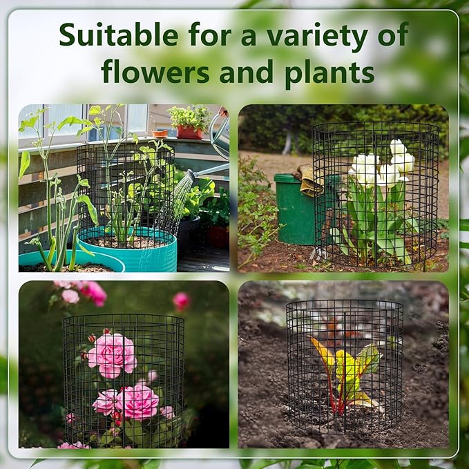 18 PCS Plant Protector from Animals,13.5" Dia x 14" H Pre-Bent Wire Plant Protectors, Metal Plant Cages for Outdoor Plants Plant Cage & Supports Keep Animals Out Garden