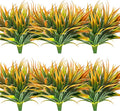16 Pcs Outdoor Fake Plants UV Resistant Artificial Tall Grass Plants Faux Tropical Flowers Bushes Fall Winter Summer Planters Yard Patio Front Porch Décor Plastic Greenery Shrubs Decoration