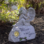 Northlight 10" Religious Peaceful Angel "Welcome To Our Garden" Solar Powered Outdoor Patio Statue