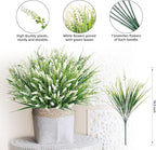 Ivydale 20PCS Artificial Plants Fake Flowers Monkey Grass for Outdoors,UV Resistant Realistic White Faux Greenery Shrubs Outside Decor for Home Garland Porch Patio Balcony Planter Yard Office Pathway