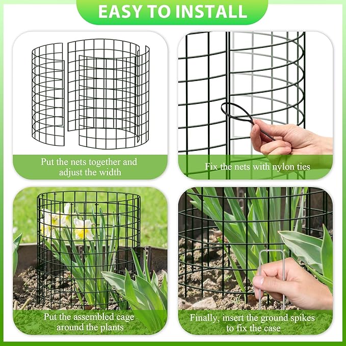 30Pcs Plant Protector from Animals: 10 Pack Metal Mesh Plant Cages to Keep Animals Out - Garden Protection Bunny Barricades from Chicken Squirrels Rabbits for Flowers Vegetables