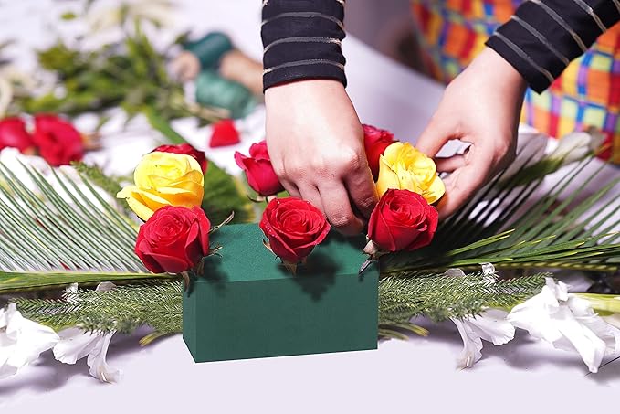FLOFARE Pack of 8, Dry and Wet Floral Foam Blocks for Fresh and Artificial Flowers, Each (7.8” L x 3.5” W x 2.4” H), for Wedding, Birthdays, Home, Office and Garden Decorations