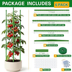 WAENLIR 6 Pack Tomato Cages for Garden, Up to 51 Inch Tomato Trellis for Raised Garden Bed, Plant Stakes for Pots, Durable Tomato Plant Support Garden Stakes for Climbing Plants
