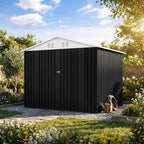 Polar Aurora Outdoor Storage Shed, Metal Garden Shed with Updated Frame Structure, Tool Sheds for Backyard Garden Patio Lawn (White, 6x8 FT)