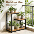 3 Tier Plant Stand Indoor, Thickened Metal Wood Corner Plant Shelf Stands for Multiple Plants, Indoor Tall Plants Stand Tiered Flower Holder for Living Room Patio Garden Balcony(Black+Brown)
