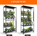 Bstrip Plant Cabinet with Pegboard, 3 Tier Plant Shelf with Grow Light, Metal Plant Stand with 4 Pack 96W Grow Lights for Indoor Plant, Foliage Plants, Seed Starting, 29.5"x13.8"x59"