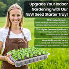 Bonviee 2-Pack Seed Starter Tray with Plant Light, Elevated Seedling Starter Trays Kits with Adjustable Humidity Domes and Clear Cell Tray, 12 Full Spectrum Led Lamp Beads for Plants Indoor-Clear