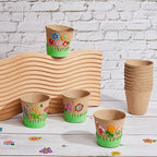 Gueevin 50 Pack Garden Paper Pot Craft Kit Flower Plant Spring Craft Including Peat Plant Pots Adhesive Foam Stickers Pot Stickers EVA Grass for DIY Flower Planting Growing