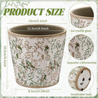 Beeveer Farmhouse Ceramic Planter 5.5 Inch Large Plants Pot Ice Crack Beige Green Floral Vines Plant Pots with Drainage Hole Indoor Plants Kitchen Rustic Antique Decor Gift
