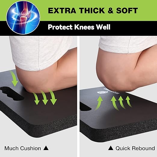 WORKPRO Extra Thick Kneeling Pad, 2-Pack, Soft NBR Foam Cushioning for Knee, Large Foam Kneeler Mat for Gardening, Bathing Baby, Exercise, Workout Supplies, 17.5 x 11 x 1.5 in, Black