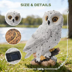 Solar Owl Garden Outdoor Statue,Owl Figurine Sculpture with LED Lights for Porch Patio Lawn Yard Deck Spring Decor - Mother's Day Housewarming Gift for Women Men Owl Lover(White)