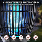 Solar Bug Zapper Outdoor, 4200V 3-in-1 Mosquito Zapper with Flame Light & RGB Projector, Solar Powered & USB Rechargeable, Smart Auto Mode, IP65 Waterproof Mosquito Killer for Yard Garden 2000 Sq Ft