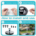 AMZtime Solar Fountain, 2026 Upgraded Solar Water Fountains with 6 Nozzles, Free Standing Floating Solar Powered Water Fountain Pump for Bird Bath, Garden, Pool, Pond and Outdoor