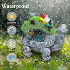 SunGlee Solar Turtle Garden Statue Lights with Rooftop Lawn Gnome Solar Garden Decor for Outside Yard Balcony Patio Lawn Ornament Home Decor Gifts for Mom Grandma