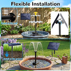 Solar Water Fountain for Bird Bath, 2.5W DIY Solar Powered Fountain Pump Kit with 4 Spray Nozzles, 9.54FT Cable for Birdbath, Garden, Pond, Pool, Outdoor