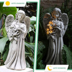Rezpuao Solar Angel Statue for Outdoor, Angel Figurine with Resin, Outdoor Decor for Patio Lawn Yard Porch, Garden Gift