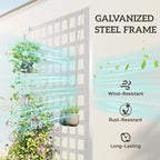 Outsunny Galvanized Raised Garden Bed with Trellis, Metal Planter Box with Drainage Holes, Outdoor Privacy Screen for Climbing Plants, Vegetable, Vines, 35" x 16" x 70", 2 Pack, White