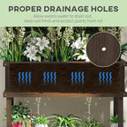 Outsunny Raised Garden Bed with Trellis for Climbing Plants, Vegetable, Grape Vines, Wood Planter with Legs, Drainage Holes and Filter for Outdoor Garden, Patio, Carbonized
