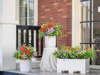 Green Moon 23 Bundles Artificial Plants Outdoor with Colorful Flower, Greenery Shrubs Realistic UV Resistant for Outside Home Planter Porch Patio Yard Decor