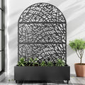Casaphoria Metal Raised Garden Bed with Trellis and Wheels, 72"x47"x16" Planter Box for Climbing Plants, Vegetables & Vines, Features Drainage Holes and Privacy Screen (Black-Net)