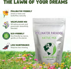 Earthwise Pollinator Paradise Native Wildflower Seed Mix – Bee and Butterfly Friendly, Organic, Season-Long Blooms, Low Maintenance, Drought Tolerant, Pet Safe – Covers Up to 150 sq ft, 1 oz
