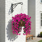 Artificial Flowers for Outdoors Fake Fuchsia Morning Glory Hanging Flower Decoration, 2Pcs Realistic Faux Plants Petunias Long Trailing Vines,Spring Decor for Porch Patio Balcony Planter Yard