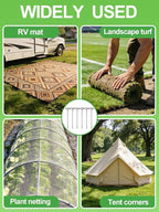 6 Inch Landscape Staples with Hook & Hammer - 120pcs Circle Top Weed Barrier Stakes Kit, 9 Gauge Galvanized Rust-Resistant Garden Fabric Pins, for SOD, Garden Edging, Install & Remove Tools Included