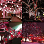 75.8 FT 200 LED Red and White Christmas Lights Outdoor Indoor, Timer & Memory Function & 8 Modes, Extendable Green Wire, Waterproof Fairy Twinkle Lights for Xmas Tree Holiday Party Garden Yard Decor