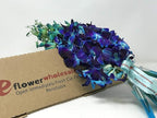 eflowerwholesale - Premium Cut Purple Orchids (Support Small Business) (Blue, 10 Stems with Vase)