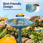 VIVOHOME Bird Bath for Outside, Polyresin Pedestal Bird Baths for Outdoor, Garden, 28 Inch Height Weather-Resistant Birdbaths with 20" Bowl, Blue