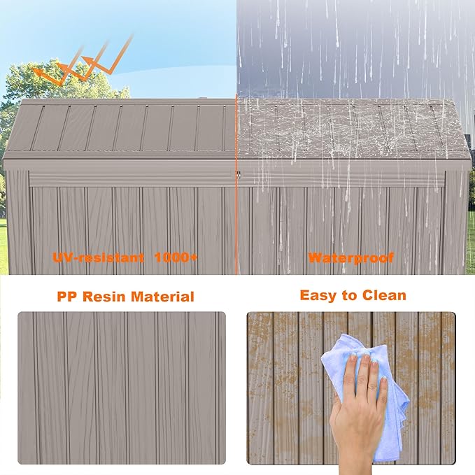 PatioZen 180 Gallon Resin Deck Box, Lockable Patio Outdoor Storage Box for Furniture, Garden Tools and Tools Storage, Waterproof Outside Storage Boxes - Grey